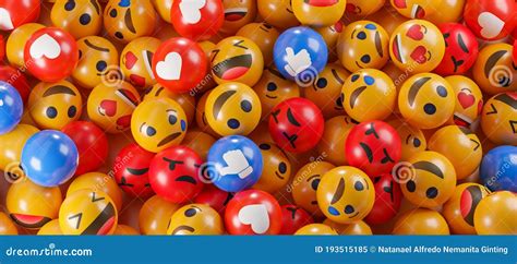 Emoji Icons With Facial Expressions Social Media Concept Background 3d