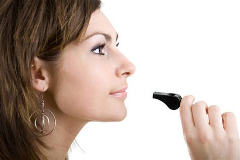 Woman Blowing Whistle Stock Photos Pictures And Royalty Free Images Istock