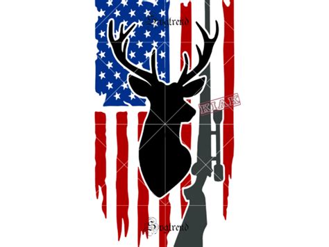 American Flag With Deer Svg 217 Dxf Include