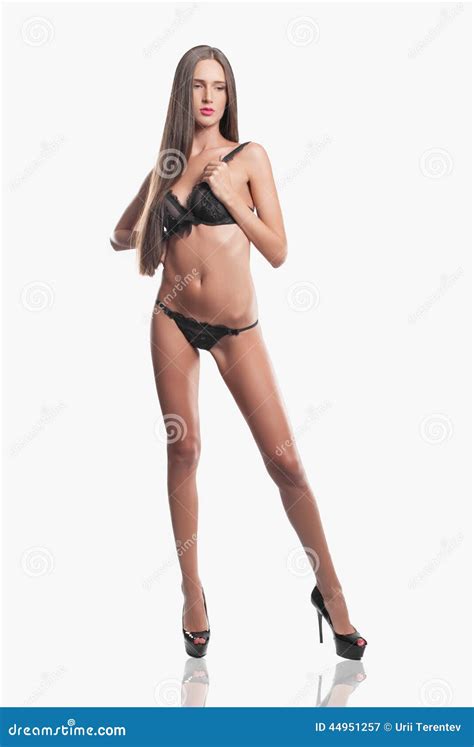fashion model with long hair in black lingerie stock image image of body person 44951257
