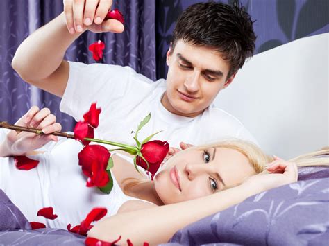 Love Romantic Couple In Bed Girl With Blue Hair And Boy