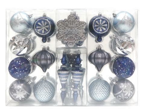 Holiday Home Shatterproof Ornament Set Bluesilvergunmetal 50 Ct