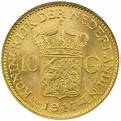 NETHERLANDS: Wilhelmina I, 1890-1948, AV 10 gulden, 1917