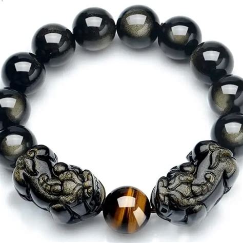 Natural Obsidian Pixiu Beads Bracelet Feng Shui Wealth Pixiu Bracelet