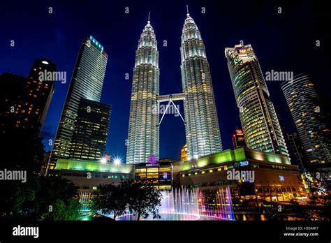 The Skyline Of Kuala Lumpur Malaysia At Night With The Illuminated