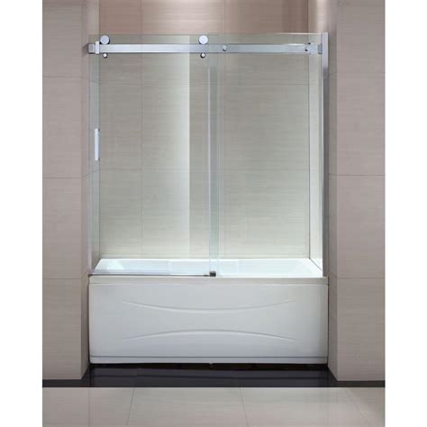 Schon Judy 60 In X 59 In Semi Framed Sliding Trackless Tub And Shower Door In Chrome With
