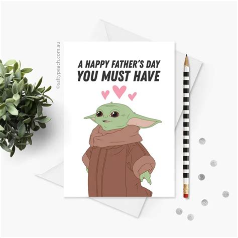 Baby Yoda Fathers Day Card Salty Peach