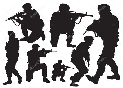 Soldier Vector Silhouettes — Stock Vector © Yurikswo 21598987