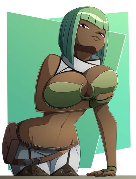 rule 34 big breasts breasts cleavage dark skinned female dark skin emerald sustrai female