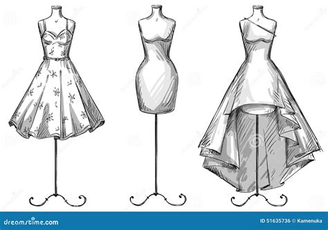 Grupo De Manequins Manequins Com Vestidos Ilustração Da Forma Ilustração do Vetor Ilustração