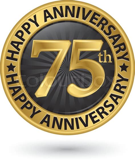 Happy 75th Years Anniversary Gold Stock Vector Colourbox