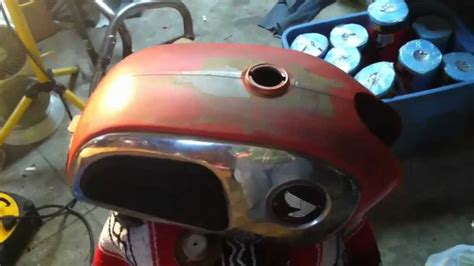 To wear clothes that you don't mind getting dirty i am of course wearing my. Motorcycle gas tank rust removal - YouTube