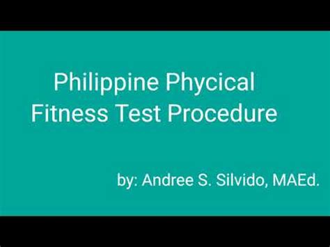 Philippine Physical Fitness Test - YouTube
