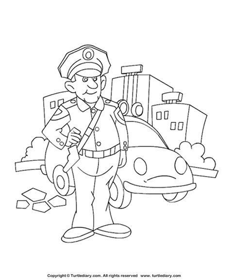 Policeman Coloring Sheet | Turtle Diary