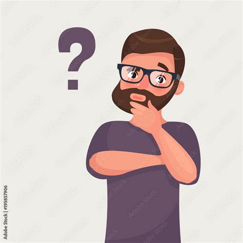 thinking man with question mark vector illustration in cartoon style stock vector adobe stock