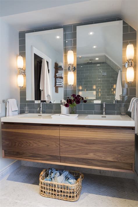Master Ensuite With Floating Walnut Vanity Bath Transitional By Gillian