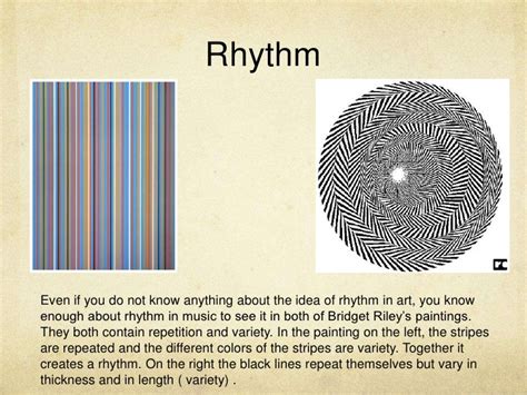 Similarly, what is a strong rhythm in art? Rhythm Even if you