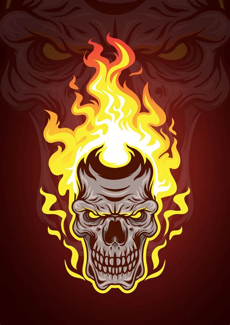 Skull With Flames Clipart Skull And Flames Stock Illustration