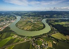 Luftaufnahme Ybbs an der Donau - Donaubiegung in Ybbs an der Donau im ...