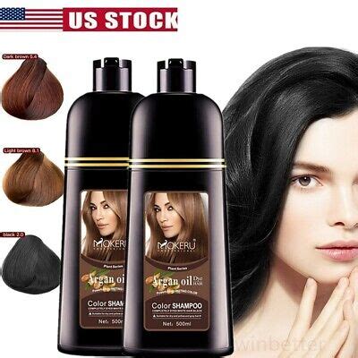 Natural Hair Color Shampoo Argan Oil Permanent Long Lastin Mokeru Hair Dye Care Ebay