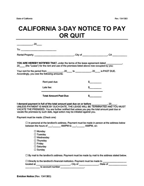 Free California Eviction Notice Forms Process Laws Pdf Word Eforms Printable Day Notice To