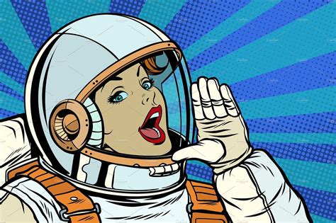 Woman Astronaut Calling For Help Popartcallingwoman Art Pop Pop Art Comic Astronaut