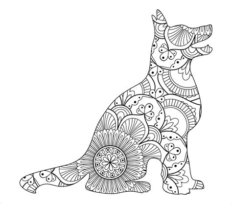 Dog Mandala Coloring Page For Kids And Adults Animal Mandala Vector