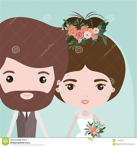 Color Background With Half Body Couple Of Just Married