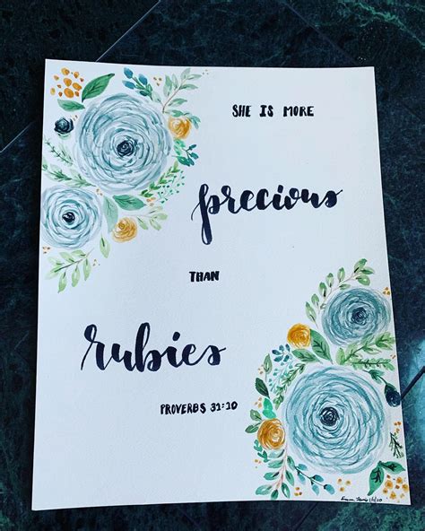 Watercolor Flowers With Brush Lettering