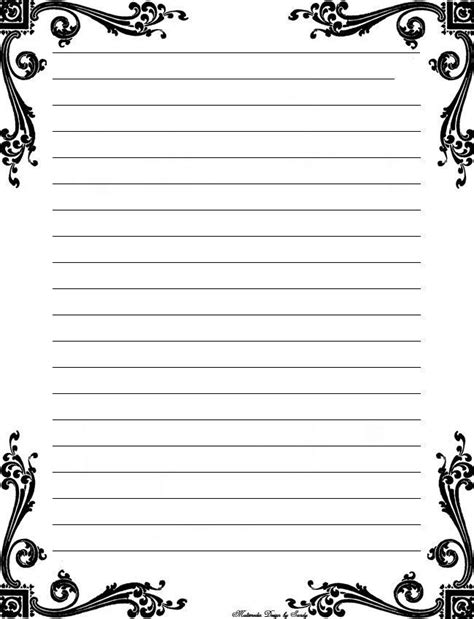 Free Printable Stationery Templates Deco Corner Lined Stationery W