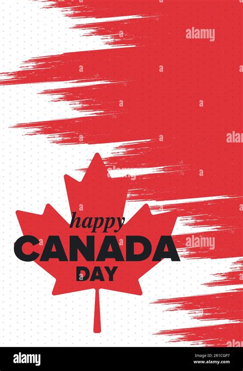 Happy Canada Day National Holiday Celebrated In July Canadian Flag Maple Leaf