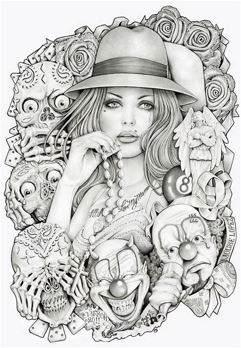 Old School Girl By Mouse Lopez Tattooed Latina Woman Canvas Art Print