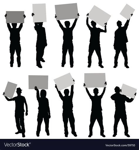 People Holding Sign Royalty Free Vector Image Vectorstock