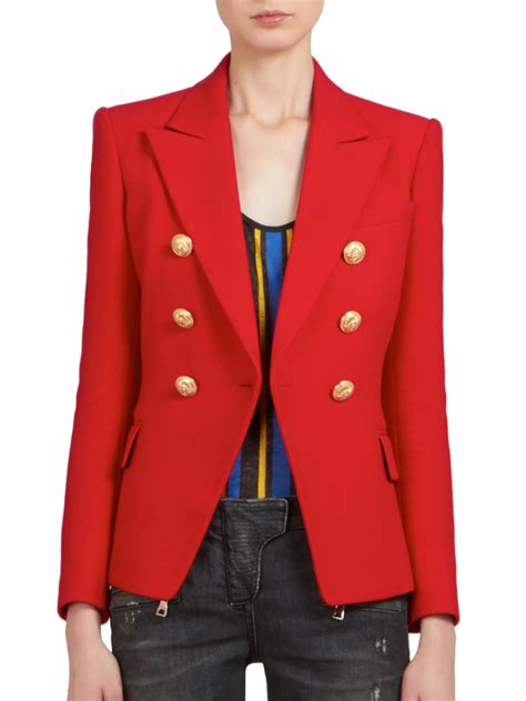 Balmain Fitted Blazer In Red Lyst