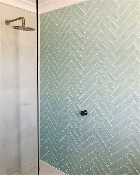 Tilecloud On Instagram “a Duck Egg Herringbone Wall In A Bathroom Is A