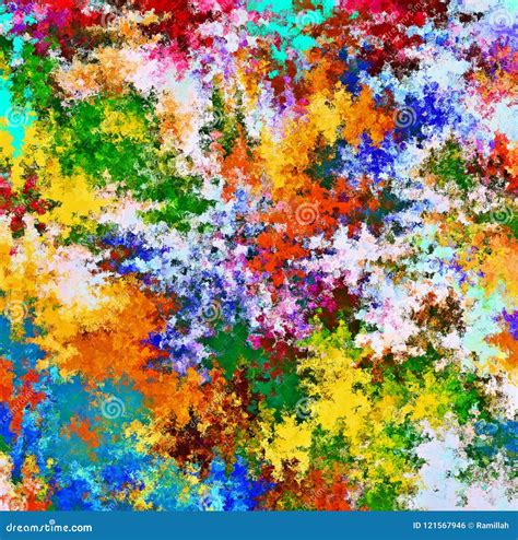 Digital Painting Abstract Spatter Paint In Colorful Vivid Pastel Colors