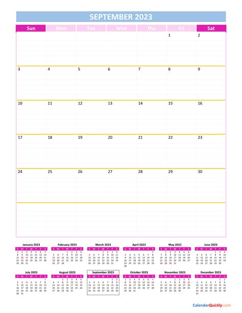 September Calendar 2023 Vertical Calendar Quickly