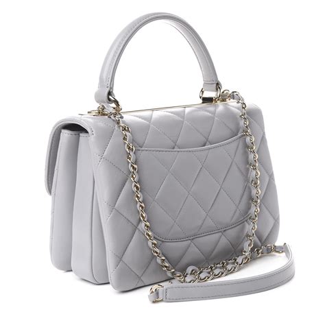 Chanel Lambskin Quilted Small Trendy Cc Flap Dual Handle Bag Grey