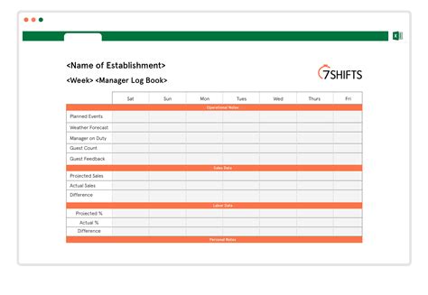 Download Free Restaurant Manager Log Book Template 7shifts 7shifts