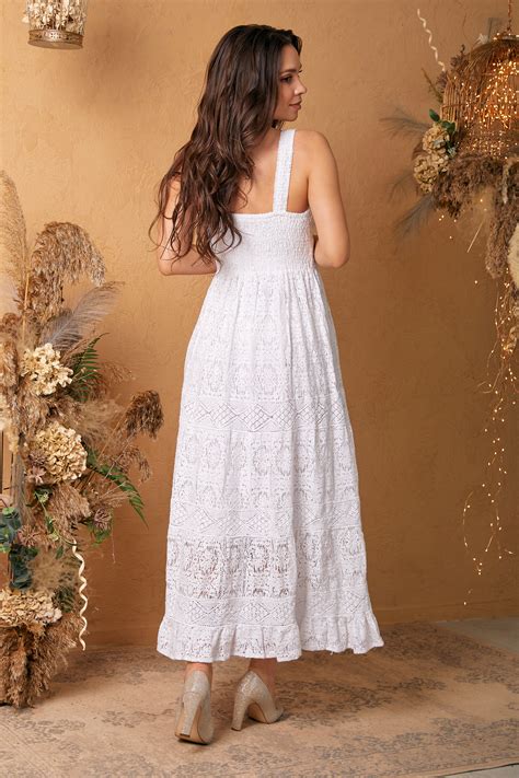 White Cotton Lace Sundress Beach Wedding Dress Boho Summer Etsy Canada