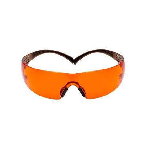 3m Securefit 400 Safety Glasses Black Brown Frame Scotchgard Anti Fog Orange Lens Sf406sgaf