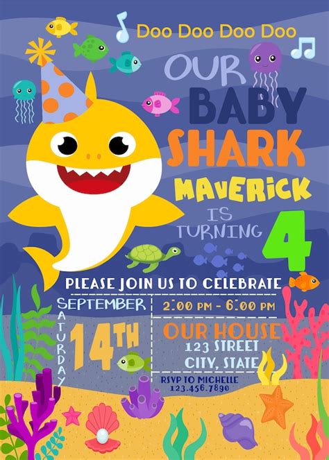 Baby Shark Birthday Invitation Etsy