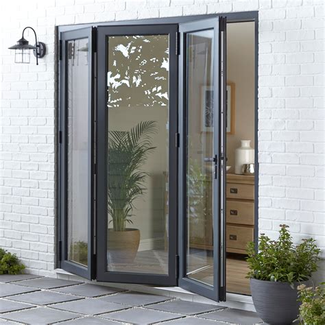 Crystal Grey Pvcu And Aluminium Glazed Patio Bi Folding Door H2104mm