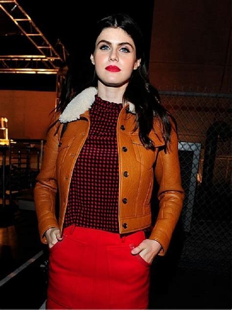 Alexandra Daddario Brown Leather Jacket