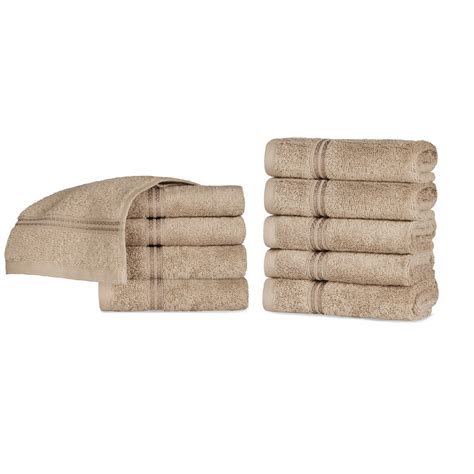 Superior Derry Solid Egyptian Cotton 10 Piece Face Towel Set Taupe