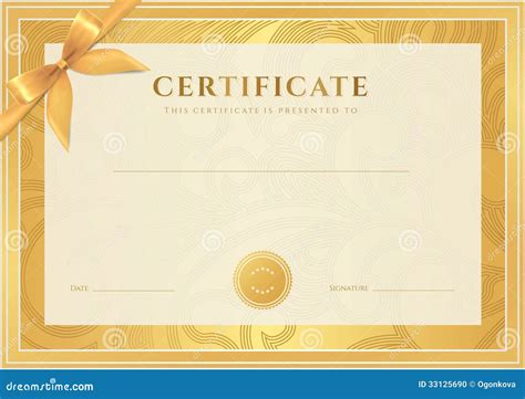 Certificado Plantilla Del Diploma Modelo Del Premio Del Oro