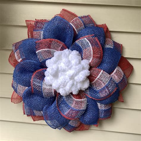 Red White Blue Wreath Patriotic Wreath Wreath For Front Etsy Blue