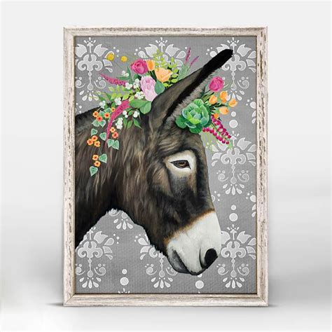 Gray Donkey Mini Framed Canvas Canvas Frame Graphic Art Print Art