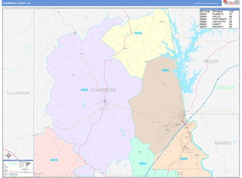 Chambers County Al Wall Map Color Cast Style By Marketmaps