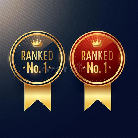Ranked No1 Golden Label With Ribbon Royalty Free Vector